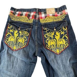 Vintage Red Ape Sz 38x32 Jeans Streetwear Wide Leg Baggy HipHop Skater Mens Y2K
